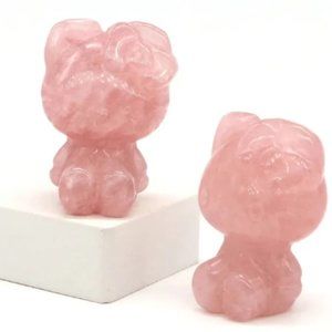 Hello Kitty Rose Quartz Hand Carved Natural Stone Figure